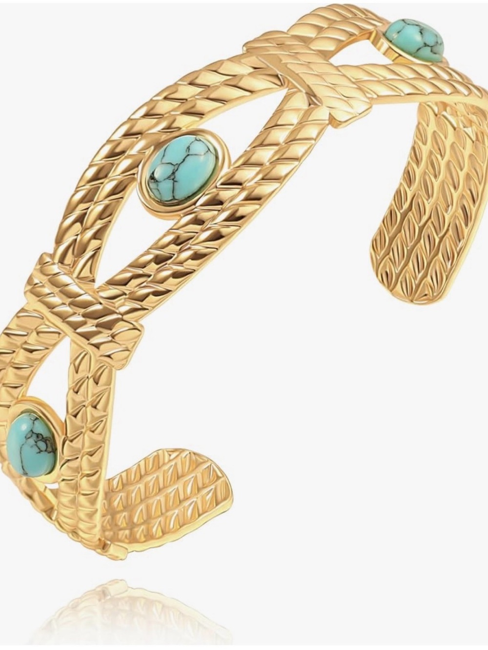 NEW 18K Gold Plated Enamel Bracelet Turquoise Cuff Bracelet